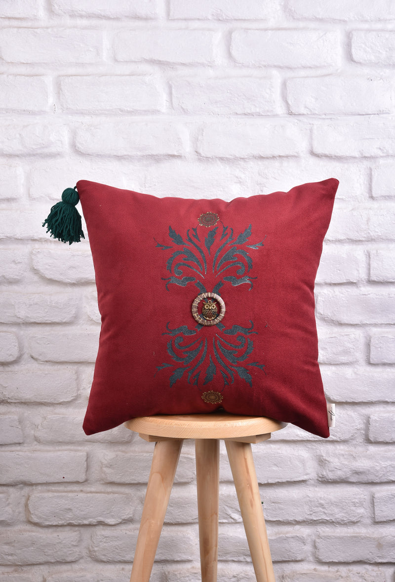 Hand Painted Cushion decorated with Owl