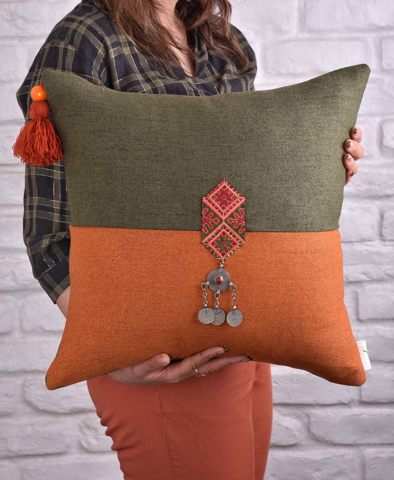 Cushion Decorated with Vintage Coins