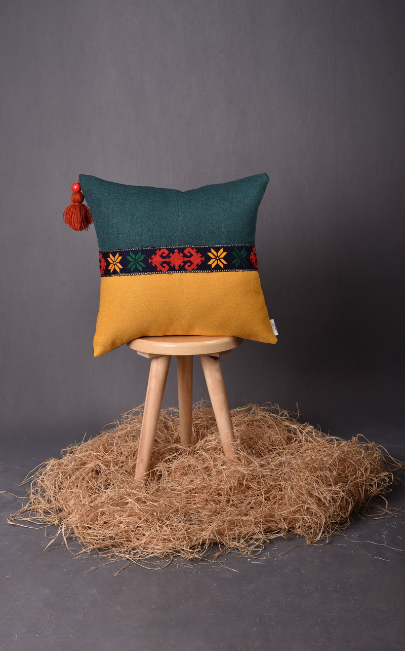 Cushion with Embroidered Strip